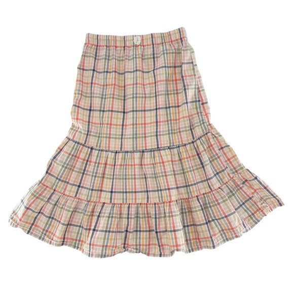 Gymboree Girls Tiered Plaid Skirt Size 12 Colorful Cotton Lightweight Flaw - Picture 1 of 9